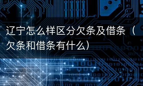辽宁怎么样区分欠条及借条（欠条和借条有什么）