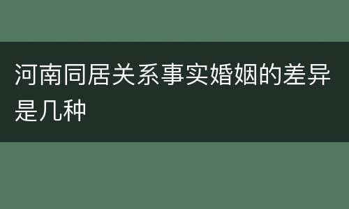 河南同居关系事实婚姻的差异是几种