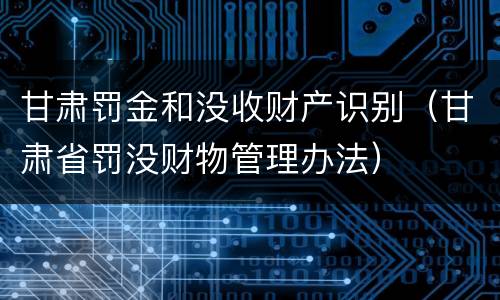 甘肃罚金和没收财产识别（甘肃省罚没财物管理办法）