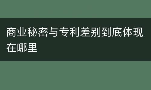 商业秘密与专利差别到底体现在哪里