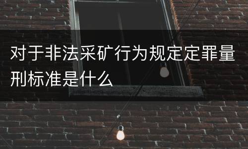 对于非法采矿行为规定定罪量刑标准是什么