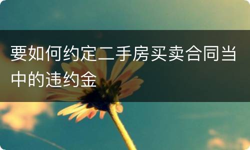 要如何约定二手房买卖合同当中的违约金