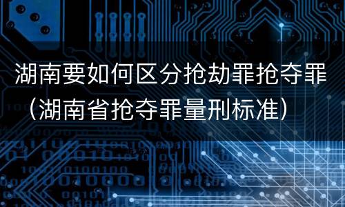 湖南要如何区分抢劫罪抢夺罪（湖南省抢夺罪量刑标准）