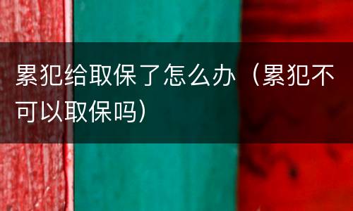 累犯给取保了怎么办（累犯不可以取保吗）