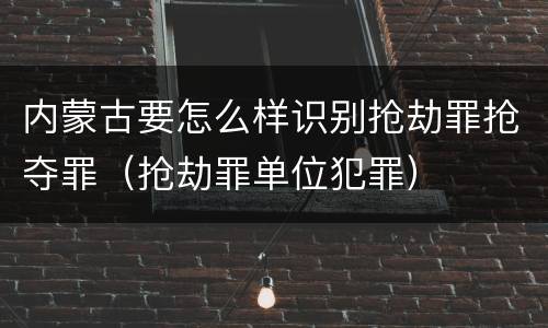 内蒙古要怎么样识别抢劫罪抢夺罪（抢劫罪单位犯罪）