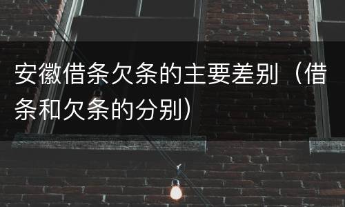 安徽借条欠条的主要差别（借条和欠条的分别）