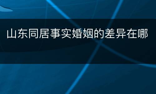 山东同居事实婚姻的差异在哪