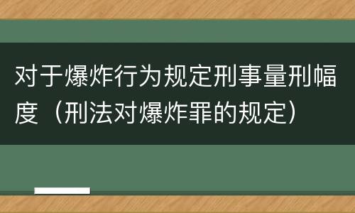 对于爆炸行为规定刑事量刑幅度（刑法对爆炸罪的规定）