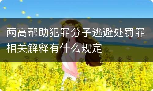 两高帮助犯罪分子逃避处罚罪相关解释有什么规定