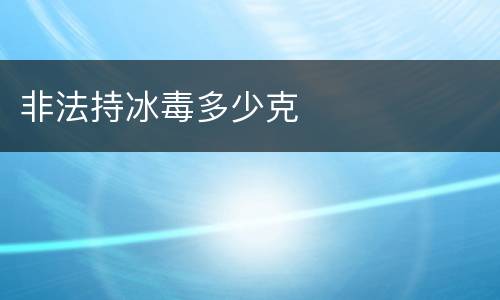 非法持冰毒多少克