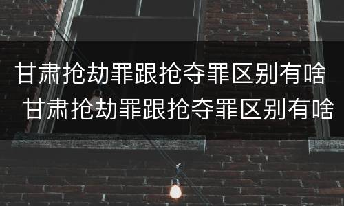 甘肃抢劫罪跟抢夺罪区别有啥 甘肃抢劫罪跟抢夺罪区别有啥不一样