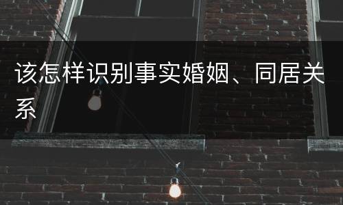 该怎样识别事实婚姻、同居关系