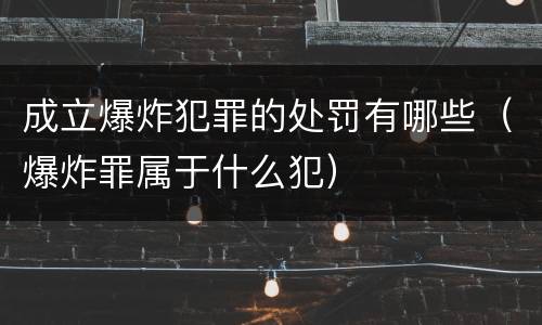 成立爆炸犯罪的处罚有哪些（爆炸罪属于什么犯）