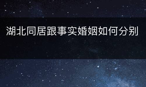 湖北同居跟事实婚姻如何分别