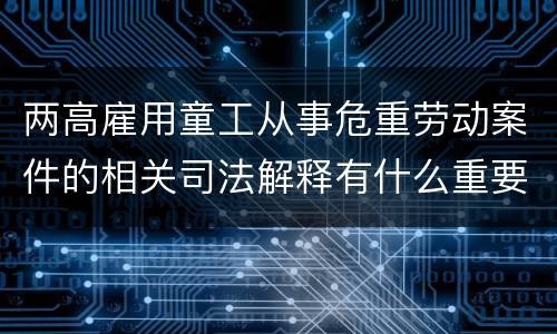 两高雇用童工从事危重劳动案件的相关司法解释有什么重要内容