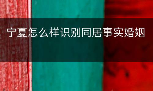 宁夏怎么样识别同居事实婚姻