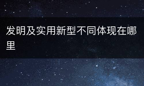 发明及实用新型不同体现在哪里
