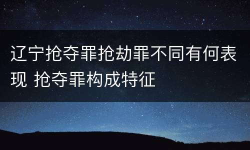 辽宁抢夺罪抢劫罪不同有何表现 抢夺罪构成特征