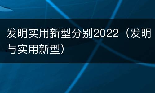发明实用新型分别2022（发明与实用新型）