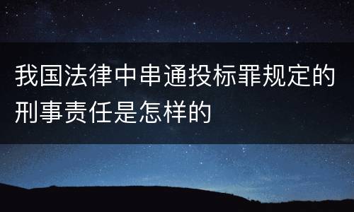 我国法律中串通投标罪规定的刑事责任是怎样的