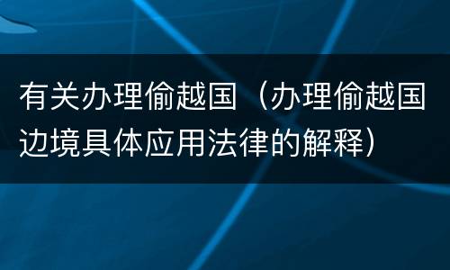 有关办理偷越国（办理偷越国边境具体应用法律的解释）