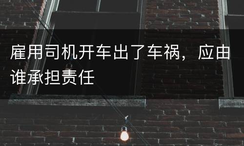 雇用司机开车出了车祸，应由谁承担责任