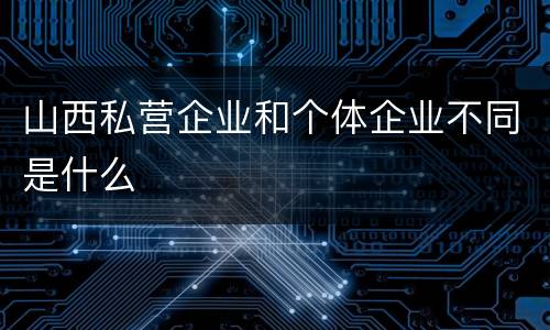 山西私营企业和个体企业不同是什么