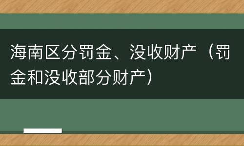 海南区分罚金、没收财产（罚金和没收部分财产）