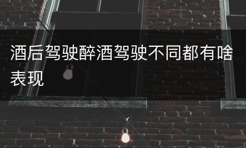 酒后驾驶醉酒驾驶不同都有啥表现