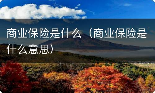 商业保险是什么（商业保险是什么意思）