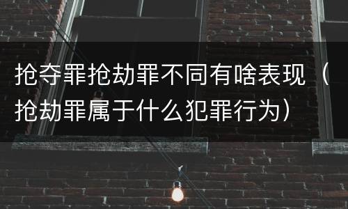 抢夺罪抢劫罪不同有啥表现（抢劫罪属于什么犯罪行为）