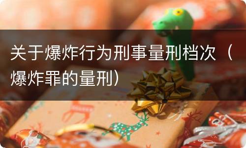 关于爆炸行为刑事量刑档次（爆炸罪的量刑）