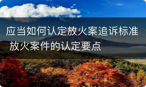 应当如何认定放火案追诉标准 放火案件的认定要点