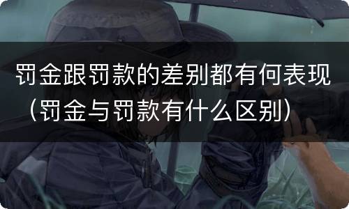 罚金跟罚款的差别都有何表现（罚金与罚款有什么区别）