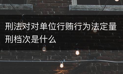 刑法对对单位行贿行为法定量刑档次是什么
