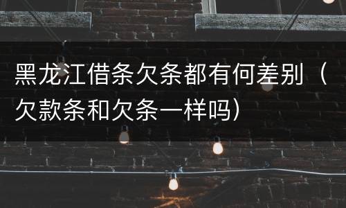 黑龙江借条欠条都有何差别（欠款条和欠条一样吗）