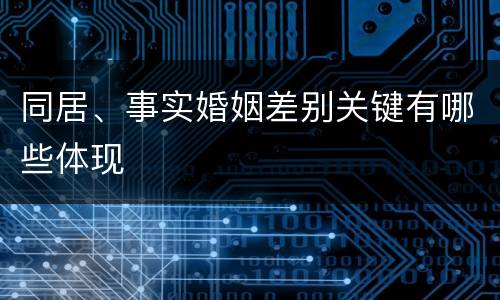 同居、事实婚姻差别关键有哪些体现