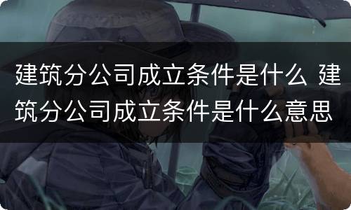 建筑分公司成立条件是什么 建筑分公司成立条件是什么意思