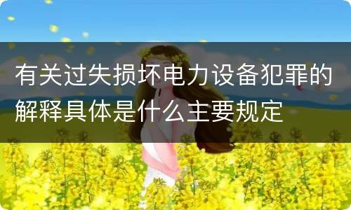 有关过失损坏电力设备犯罪的解释具体是什么主要规定