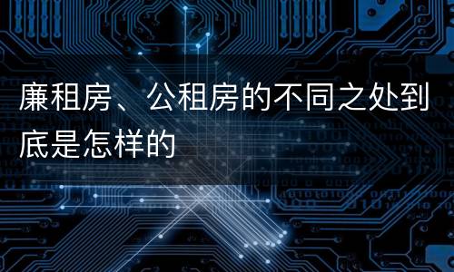 廉租房、公租房的不同之处到底是怎样的