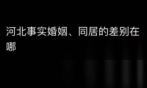 河北事实婚姻、同居的差别在哪