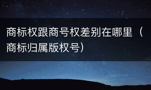商标权跟商号权差别在哪里（商标归属版权号）