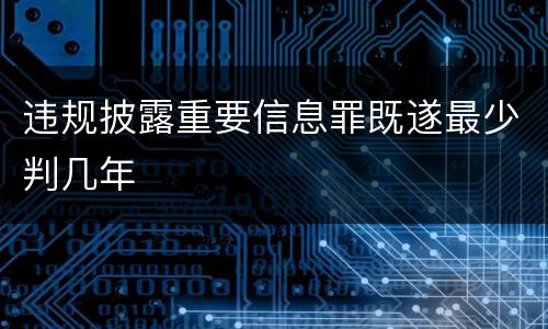 违规披露重要信息罪既遂最少判几年