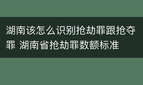 湖南该怎么识别抢劫罪跟抢夺罪 湖南省抢劫罪数额标准