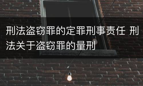 刑法盗窃罪的定罪刑事责任 刑法关于盗窃罪的量刑