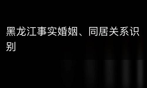 黑龙江事实婚姻、同居关系识别