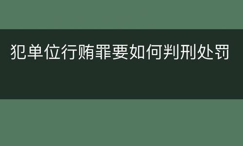 犯单位行贿罪要如何判刑处罚