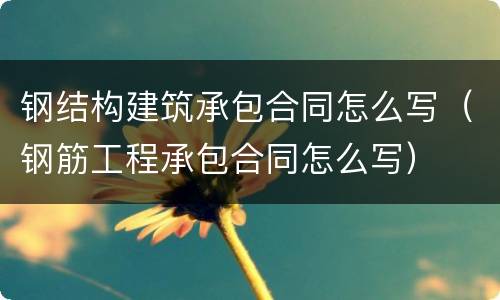 钢结构建筑承包合同怎么写（钢筋工程承包合同怎么写）