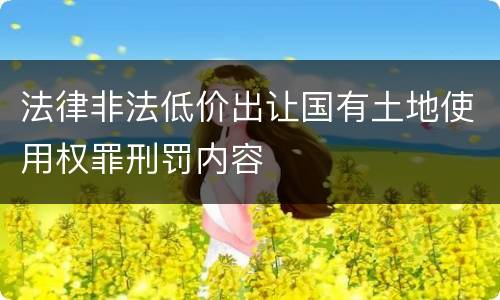 法律非法低价出让国有土地使用权罪刑罚内容