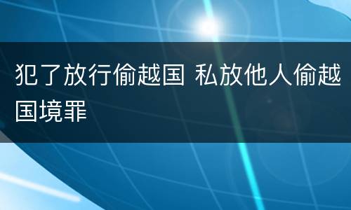 犯了放行偷越国 私放他人偷越国境罪
